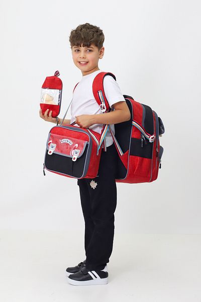 Probag Set de 3 genți pentru copii State Rucsac Cutie de prânz Suport stilou Jucărie de plus pentru școala primară