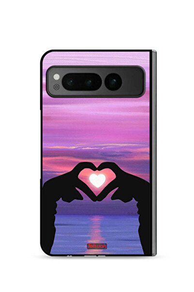 Tolwak غطاء حماية لجهاز جوجل بيكسل فولد 5G بتصميم قلب وقمر