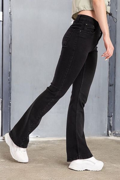 byhaziran butik Artemissian Women's High Waist Black Denim Flare Jeans