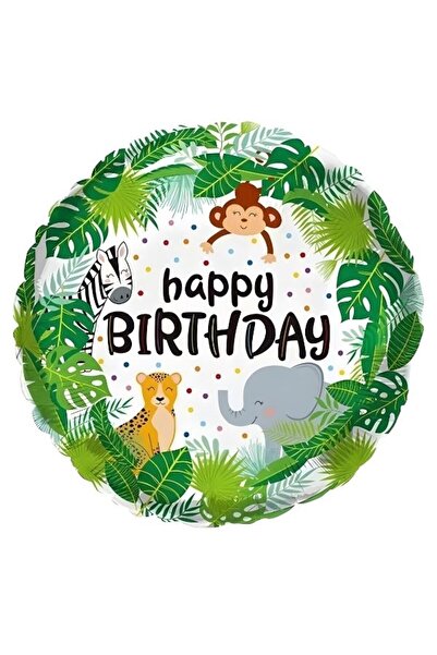 PartiCompany 🦒   بالون دائري من رقائق الألومنيوم بطابع حيوانات سفاري - 18 بو...