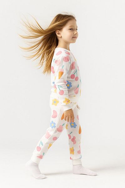 MAXI DRY Fruit Patterned Girl's Double Set