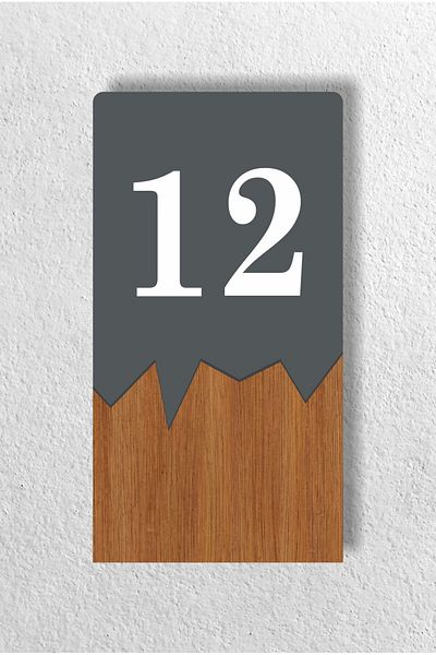 zafrakreklam Vertical Laser Metal Composite - Wood Apartment Site -Apartment Hotel Office Door Number - Door No: 12 Twelve