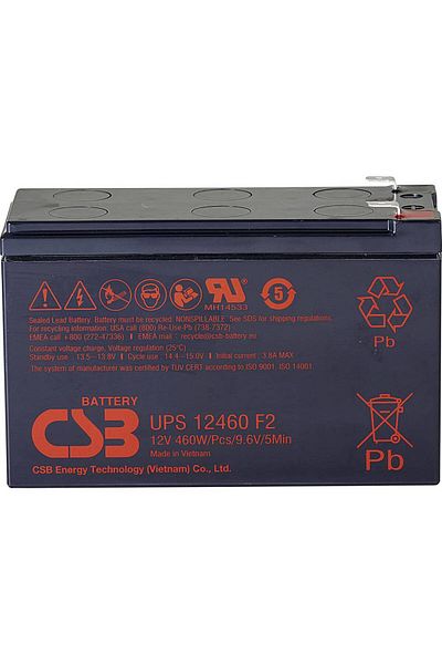3 Baterie CSB 12V, 9Ah, AGM | UPS12460F2 | 460 W