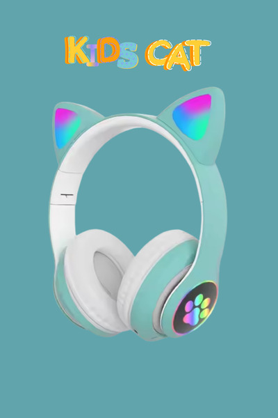 WUNİT Patili Kedi Kulaklık Bluetooth Kablosuz Akıllı RGB Işıklı Çocuk Oyun Ku...