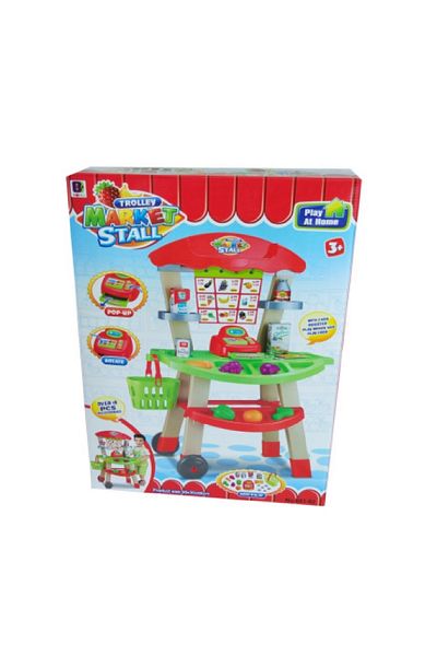 rexa Trolley Market Stall Toy Set – Pretend Play Shop