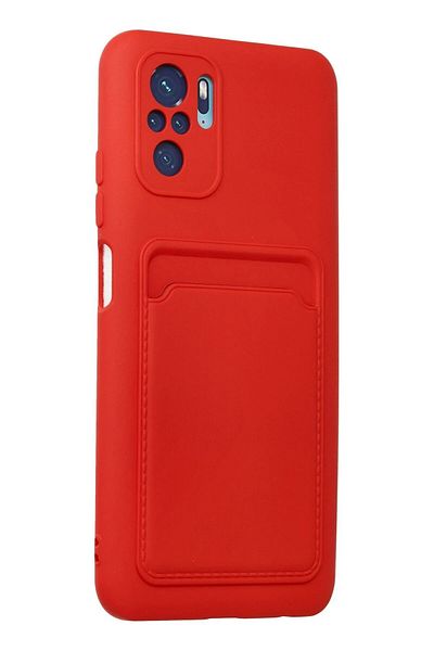 CepteToptan حافظة هاتف Xiaomi Redmi Note 10S من السيليكون مع بطاقة عمل كلفن - أحمر - MKİ9321-8032