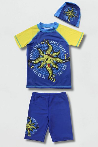 Beniizle Set de 3 costume de baie pentru băiat cu imprimeu Octopus