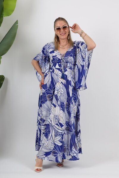 MİSLİNA BUTİK İthal Hint İpek Ön Çapraz Detay Elbise