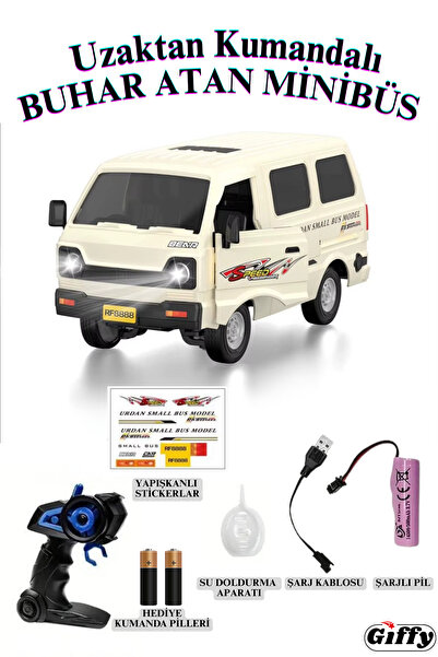 giffy Oyuncak Uzaktan Kumandalı Buhar Atan Minibüs Araba Şarjlı Led Işıklı Se...