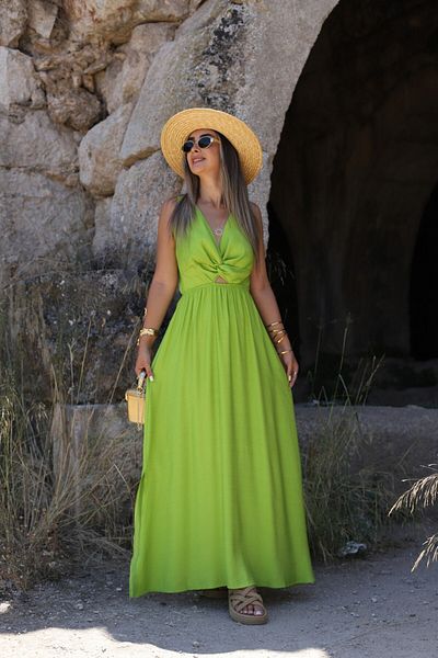 bytugcekaya Rochie verde cu detaliu de legare la spate