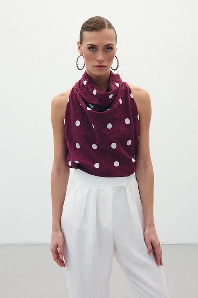 Sateen Αμάνικη μπλούζα με πουά σχέδιο - Claret Red