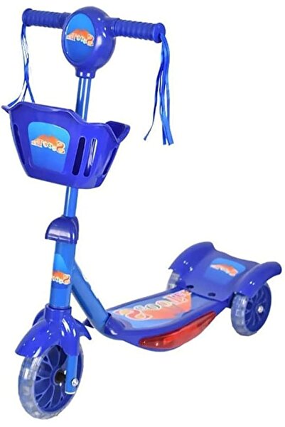 rexa سكوتر ركل بثلاث عجلات قابل للتعديل مع سلة تخزين في الأمام/أزرق