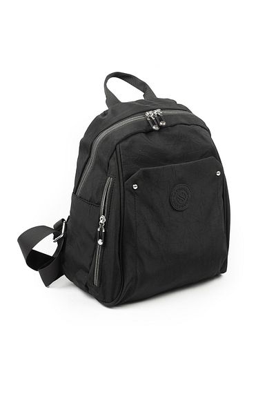 İMAKS Small Size Lightweight Water Resistant Parachute Fabric Multi-Eye Daily Women's Backpack Black S013