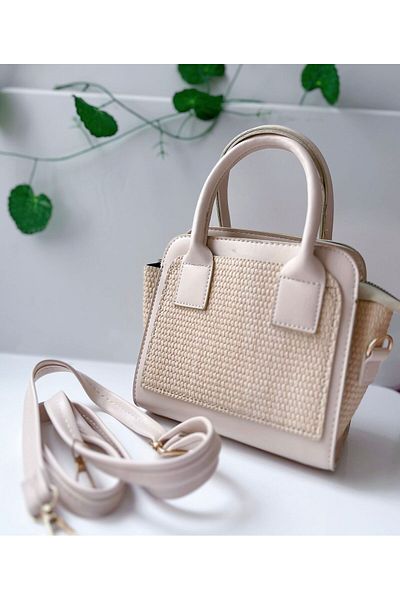 h&c bag butik Beige Summer Straw Look Detail Hand Arm and Shoulder Bag