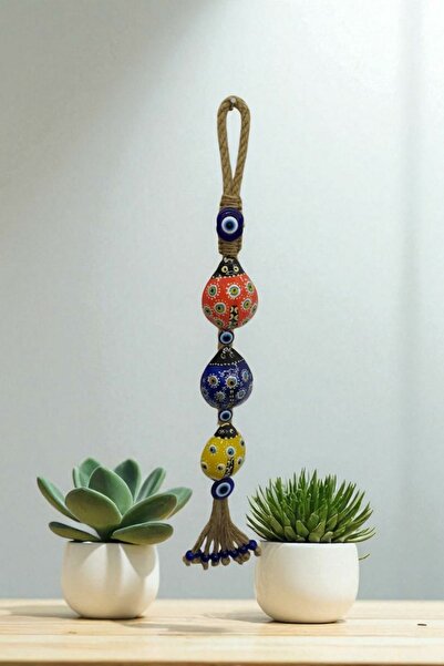 Beytuna Kırmızı, Sarı, Lacivert Uğur Böceği Duvar Süsü, Dekoratif Bahçe, Balkon Süsü ve Nazar Boncuğu 44cm