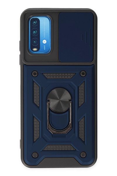 CepteToptan حافظة هاتف Xiaomi Redmi Note 9 4G من السيليكون مع حلقة عدسة Pars - أزرق داكن - MKİ7192-4848