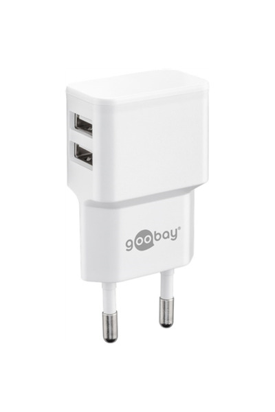 goobay | USB tip A cu 4 pini | Euroștecăr (alimentare CEE 7/16) | Alb | 12 wați
