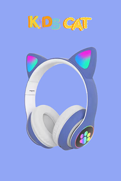 WUNİT Patili Kedi Kulaklık Bluetooth Kablosuz Akıllı RGB Işıklı Çocuk Oyun Ku...