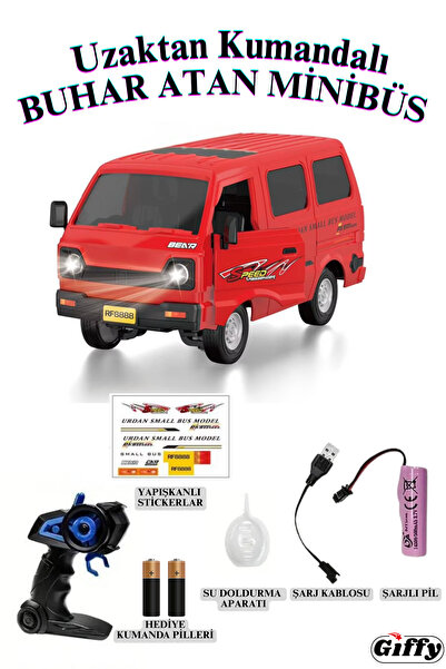 giffy Oyuncak Uzaktan Kumandalı Buhar Atan Minibüs Araba Şarjlı Led Işıklı Se...