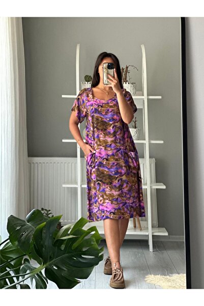 Sultana Collection DIŞ CEPLİ YAN DETAYLI VİSKON ELBİSE