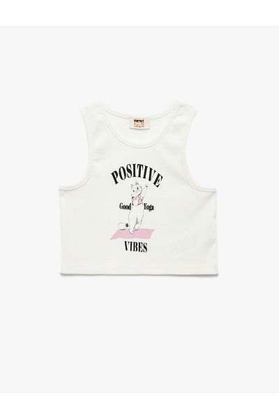 Koton New Season Cotton Crew Neck Slim Fit Cat Printed Sleeveless Undershirt