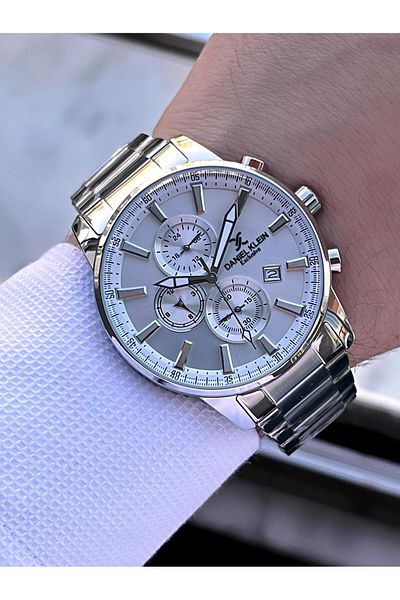 Daniel Klein Steel Cord Stopwatch Dial Design 3 Atm Water Resistant Men Wristwatch 10602.11
