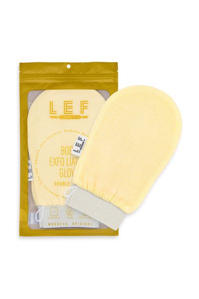 LEF COSMETICS Korean double-layer exfoliating glove for removing dead skin from the body | YELLOW