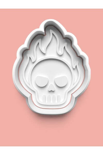 AKTASTORE قالب كوكيز على شكل جمجمة لهب وقالب عجينة السكر