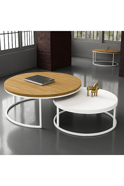 EDMONDA EV AKSESUAR EDMONDA BEYAZ İKİLİ ORTA SEHPA