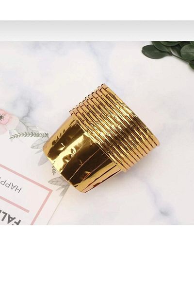 Snow Homs Gold Gold Yellow Shiny Metallized 12-Piece Bakery-Powered Muffin Cupcake Cake Mold Container Capsule