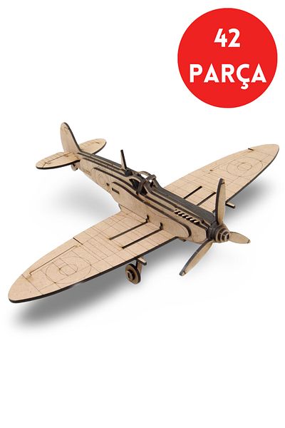 ALGWOOD Supermarine Spitfire Wooden Airplane Model - 3D Wooden 42 Piece Decorative Model
