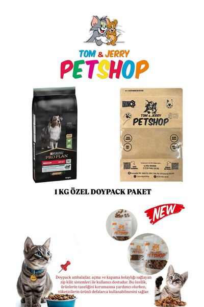 Pro Plan TOM&JERRYPETSHOP- Proplan kuzulu Yetişkin Köpek Maması 1 Kg DOYPACK (ÖZEL AMBALAJ)