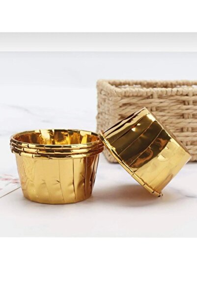 Snow Homs Gold Gold Yellow Shiny Metallized 12-Piece Bakery-Powered Muffin Cupcake Cake Mold Container Capsule