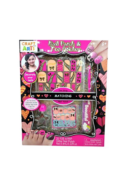 Craft and Arts Tırnak Süsleme Seti – Nail Patch & Toe Sticker + Simli Oje (5+ Yaş)
