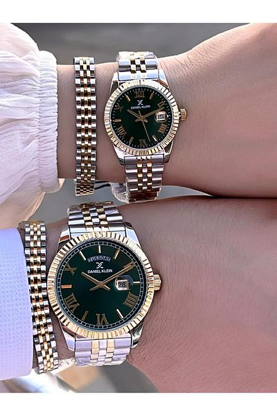 Daniel Klein Vip Series Steel Cord and Steel Bracelet Gift 2 Years Warranty Couple Watch Cf.10887C3