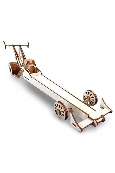 ALGWOOD Wooden Top Fuel Dragster Model - 74 Pieces 3D Race Car Wood Hobby Model