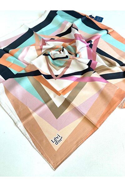 Levidor Eșarfă de mătase Tivil 48906 alb cu model mixt