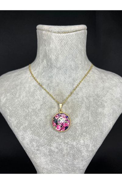 Mos Tespih Flower Figured Steel Necklace