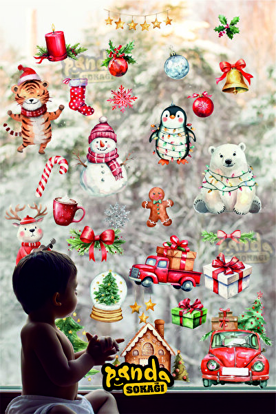 PANDA SOKAĞI Набір веселих новорічних наклейок, лисиця, автомобіль тощо. Набі...