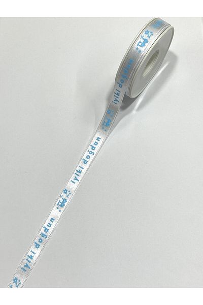 karantuhafiye Printed Ribbon / Happy Birthday Written Ribbon / 10 Meters / 1 cm (10 mm)