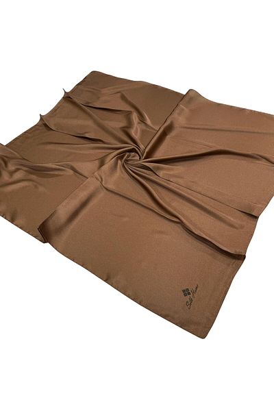 Silk Home Plain Shiny Scarf - Milk Coffee
