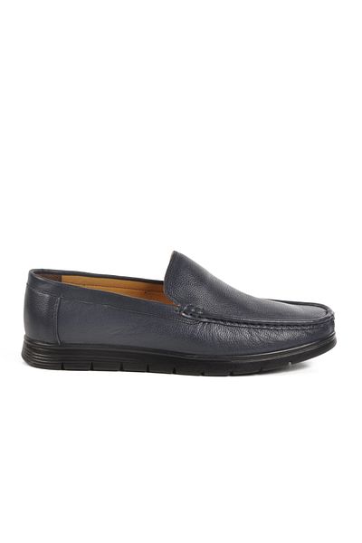 AYAKMOD Navy Blue Genuine Leather Gel Sole Anatomical Men's Casual Shoes 024 m