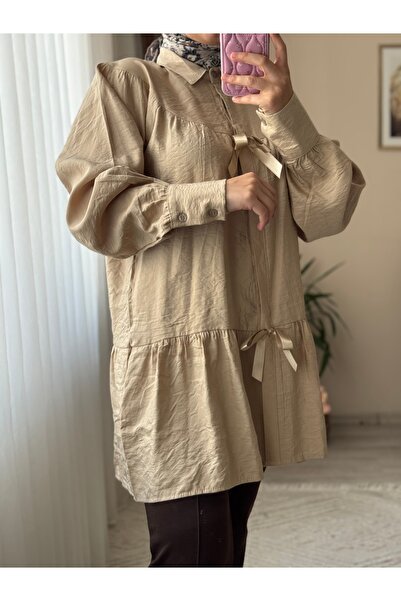 Mina Terzi&Butik Ruffle Tunic/Shirt with Ribbon Detail