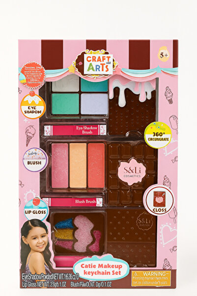 Craft and Arts Dondurma Tasarımlı Çocuk Makyaj Seti – Göz Farı, Allık, Lip Gloss (5+ Yaş)