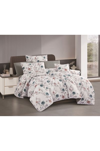 HOURS Horse Never 4-Piece Double-Sided Quilt Set with Moira-02 Pillowcase