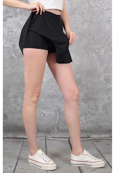 Lamirella Black High Waist Lycra Stretch Shorts Skirt Beach & Sports Skirt