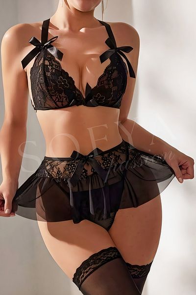 Sofya Passion Set de lenjerie intima din 3 piese, sutien, fusta mini, set de snururi