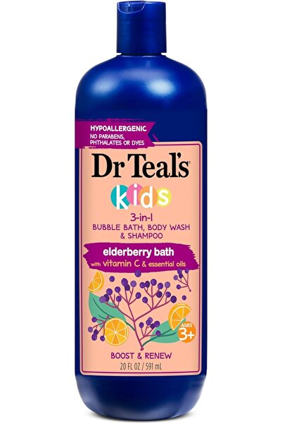 genernic Dr Teal's Kids 3-in-1 Elderberry Bubble Bath, Body Wash & Shampoo, 20 fl oz