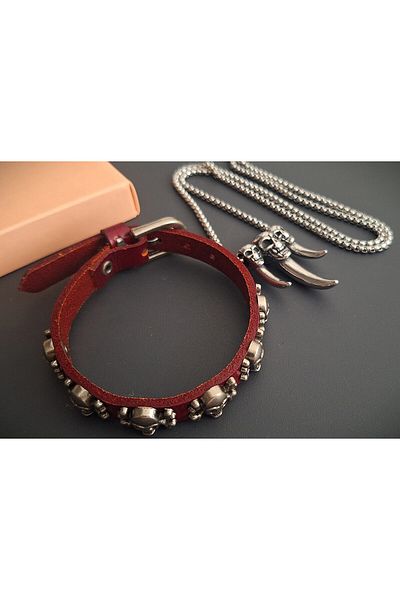 voyageaccessory Double Product Deal Skull Bracelet Skull Necklace