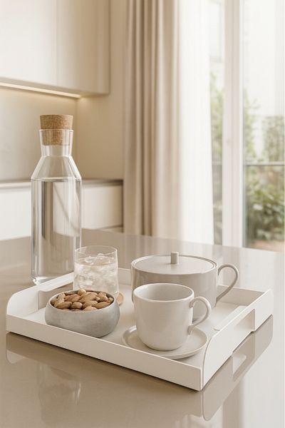 Lmz Design Multi-Purpose White Tray, Kitchen, Treats, Organization, Coffee and Presentation Tray